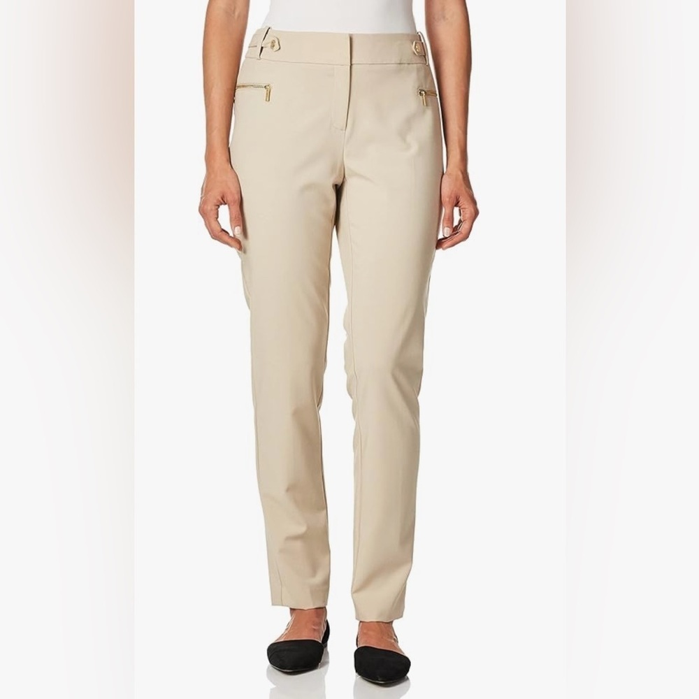 Calvin Klein Tan Trousers with Gold Button - Picture 9 of 9